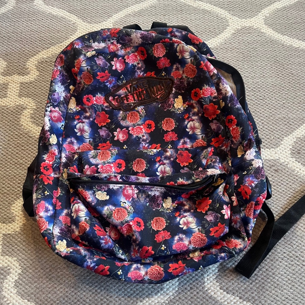 Vans Realm Classic Patch Galaxy Floral Print Backpack Bookbag Warped tour